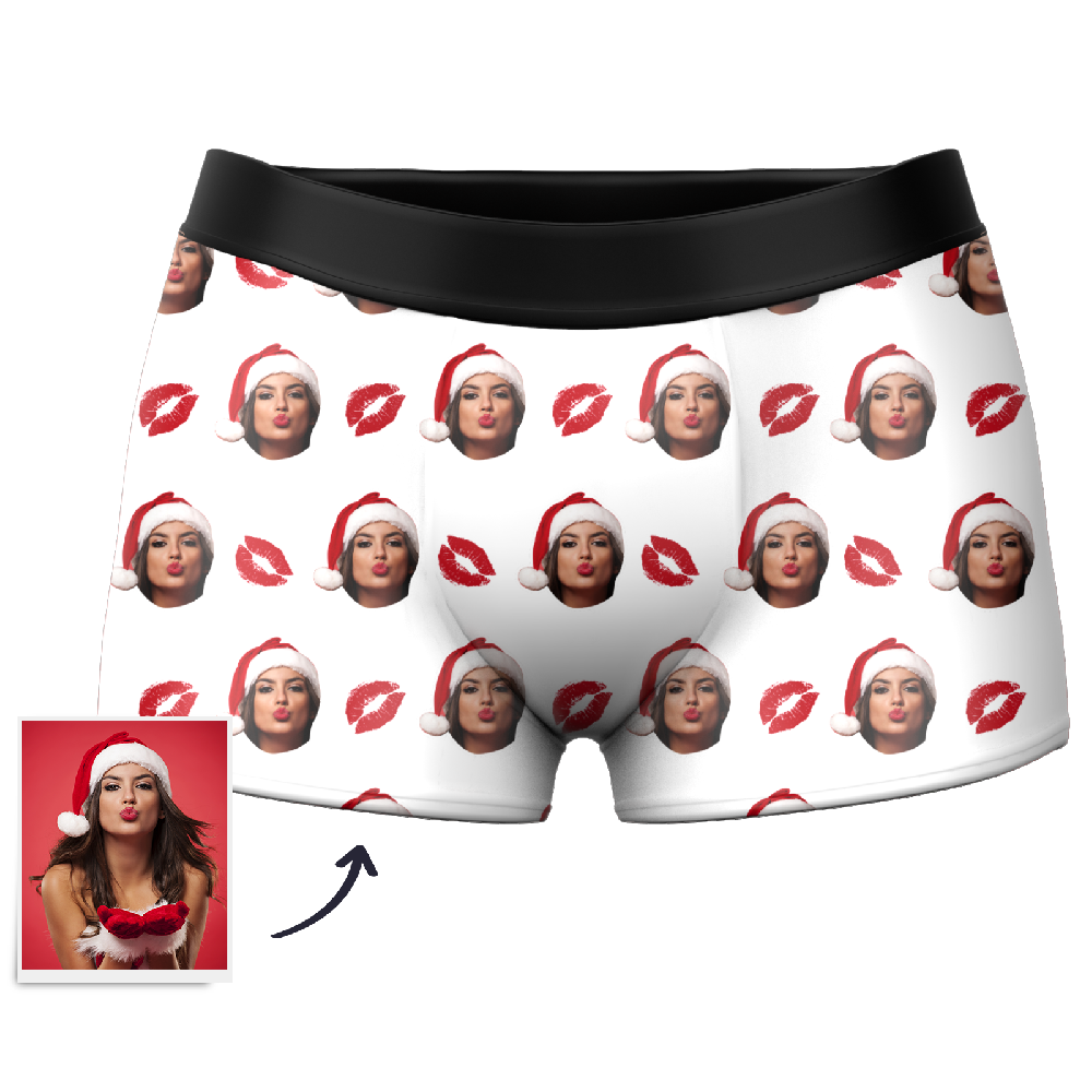 Couple Men's Custom Face Boxer Shorts - Kiss - MadeMineAU