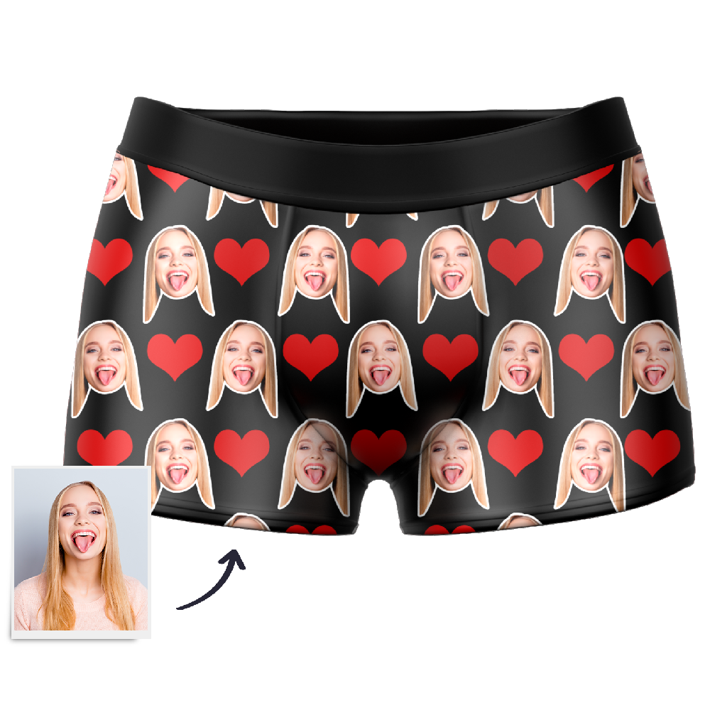 Men's Custom Heart Boxer Shorts Sweet Lover Funny Gift For Him