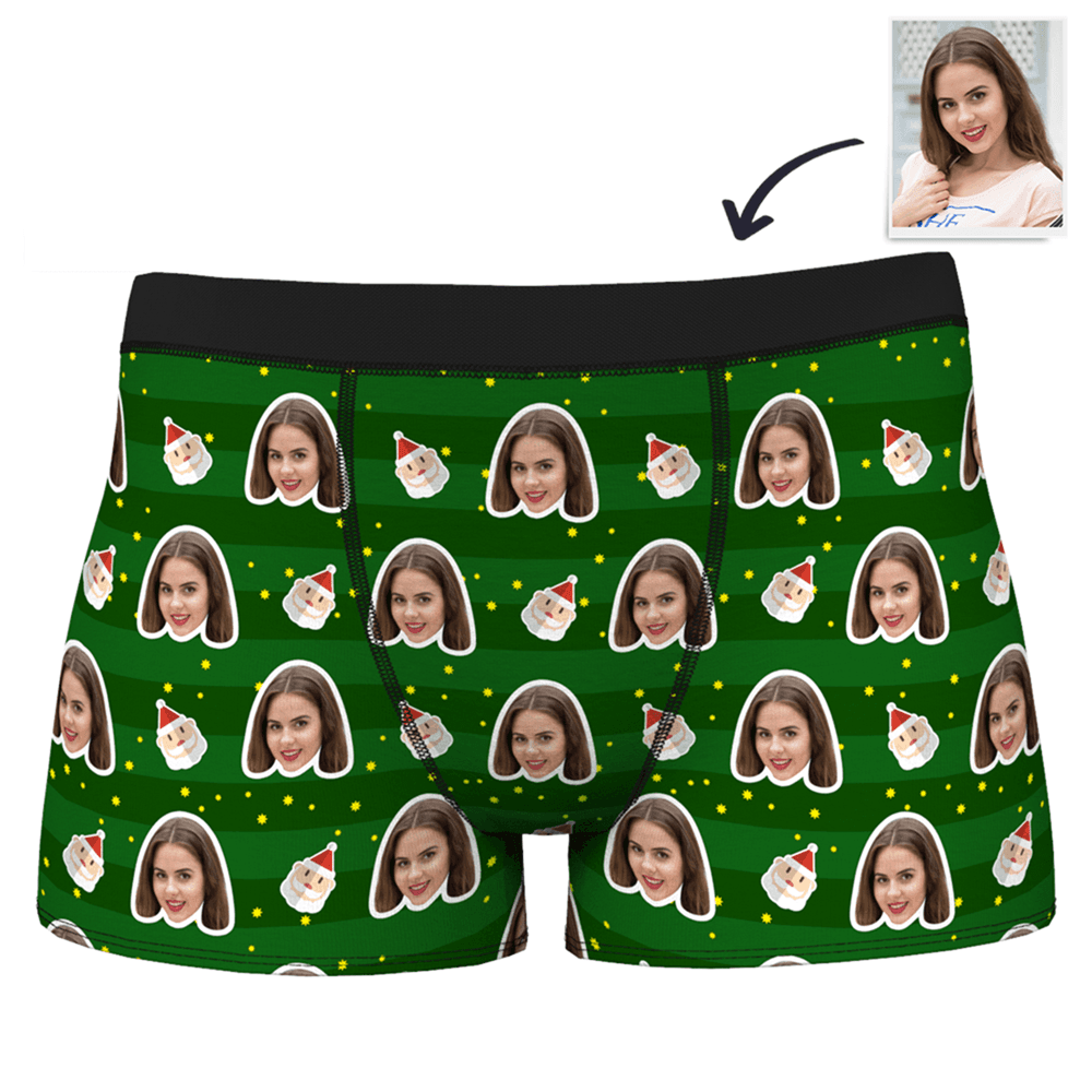 Men's Christmas Santa Claus Custom Face Boxer Shorts - MadeMineAU