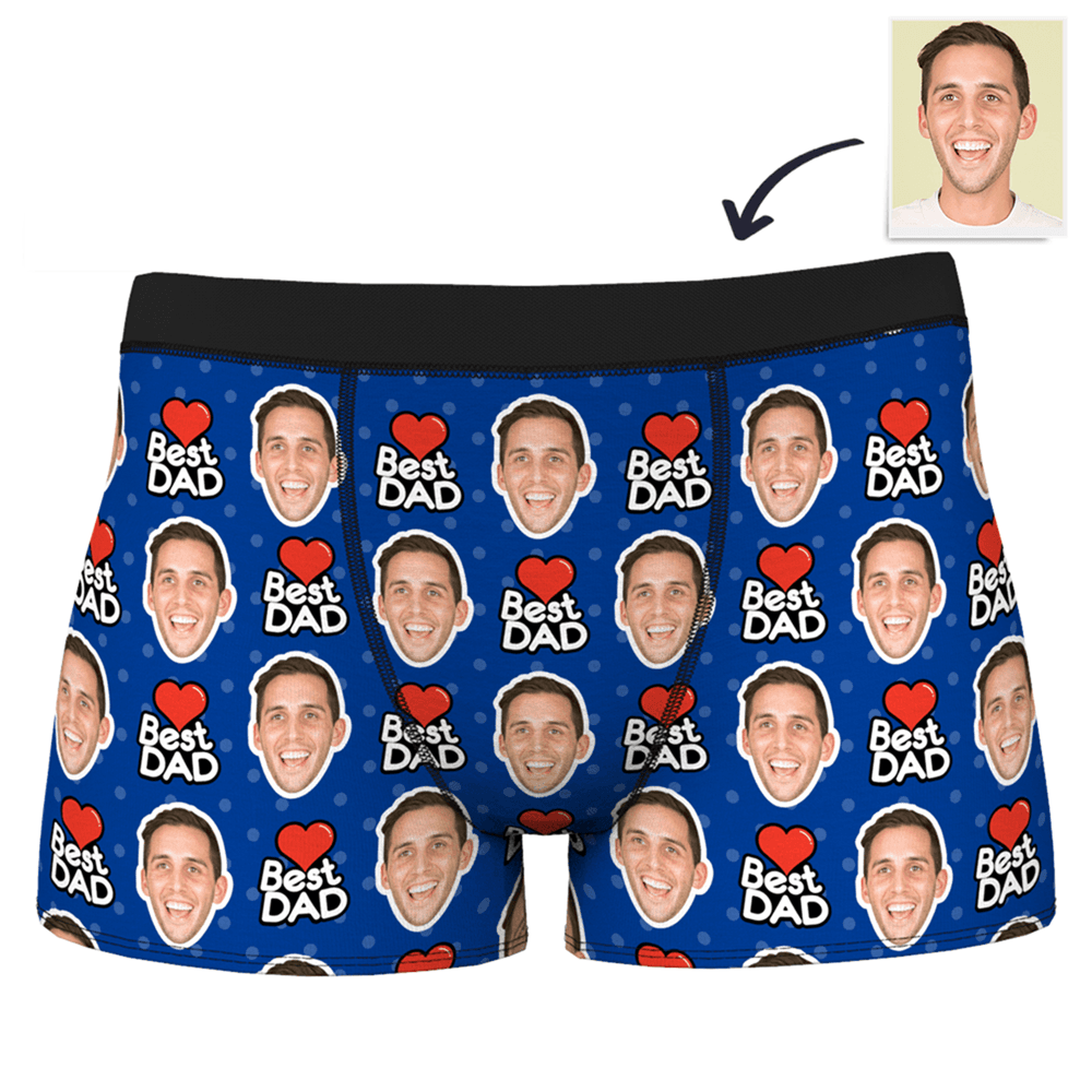 Men's Best Dad Custom Face Boxer Shorts - MadeMineAU