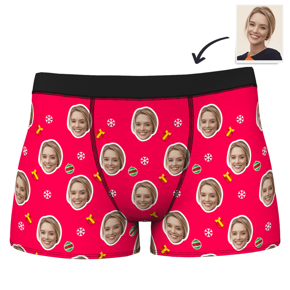 Men's Christmas Snow Custom Face Boxer Shorts - MadeMineAU