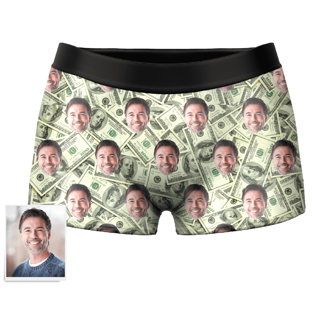 Men's Custom Face Boxer Shorts - Money - MadeMineAU