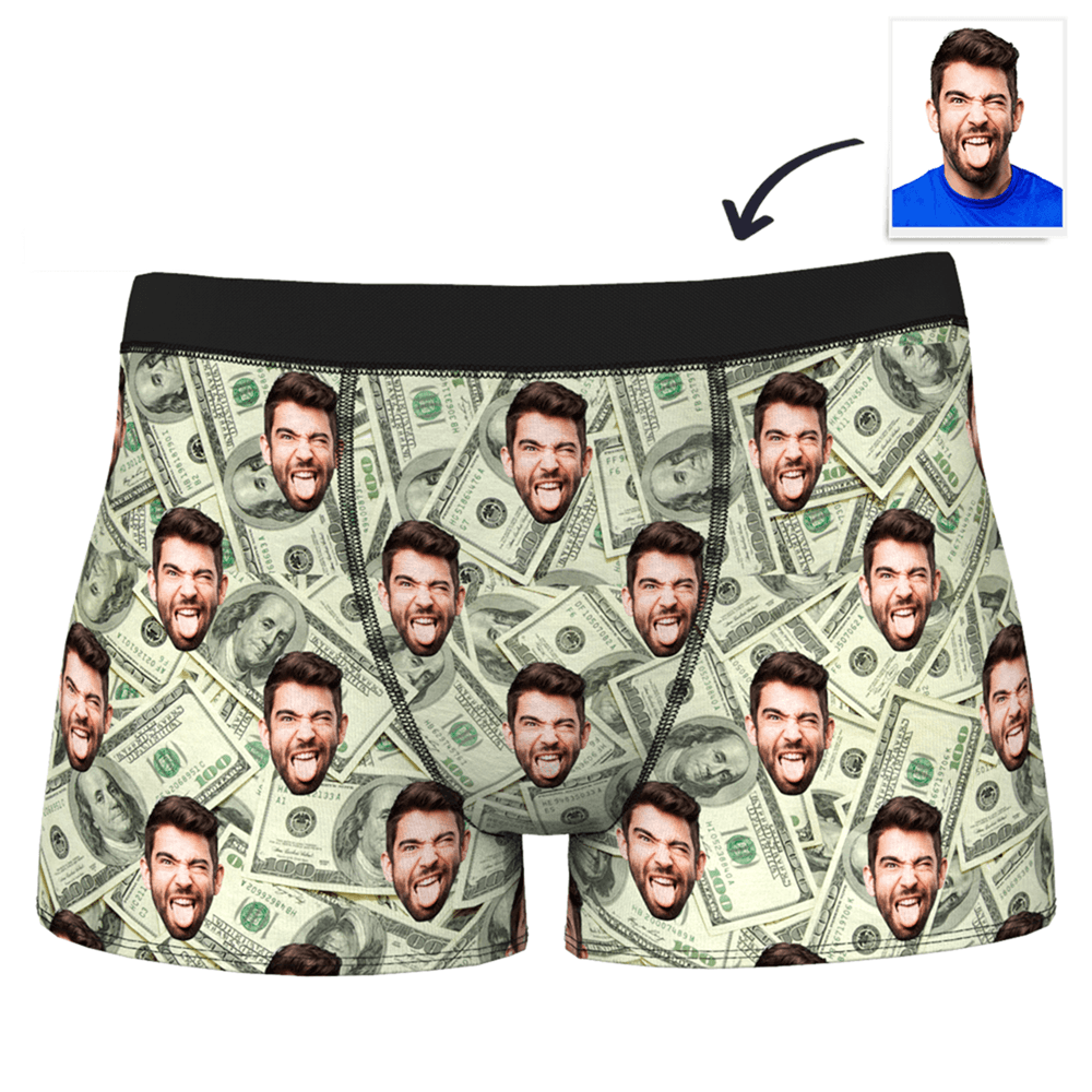 Men's Custom Face Boxer Shorts - Money - MadeMineAU