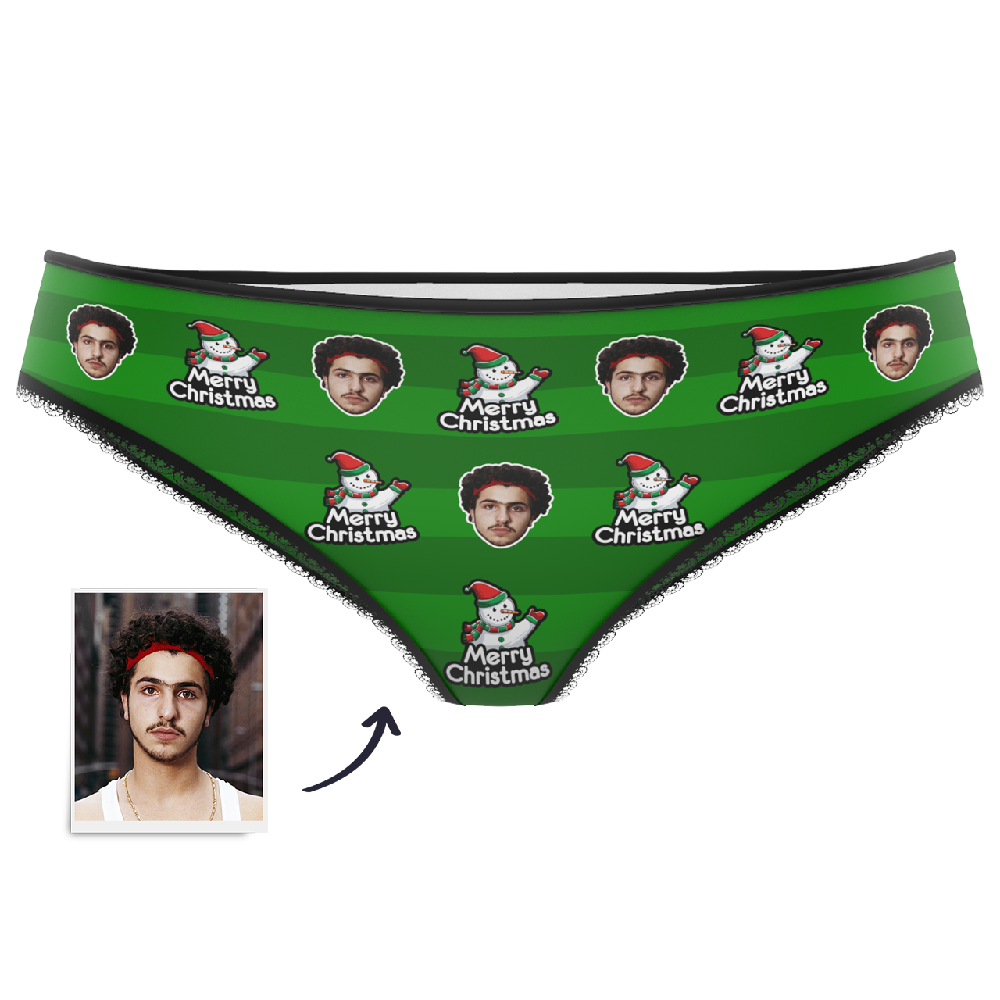 Custom Face Womens Panties-Christmas Snowman - MadeMineAU