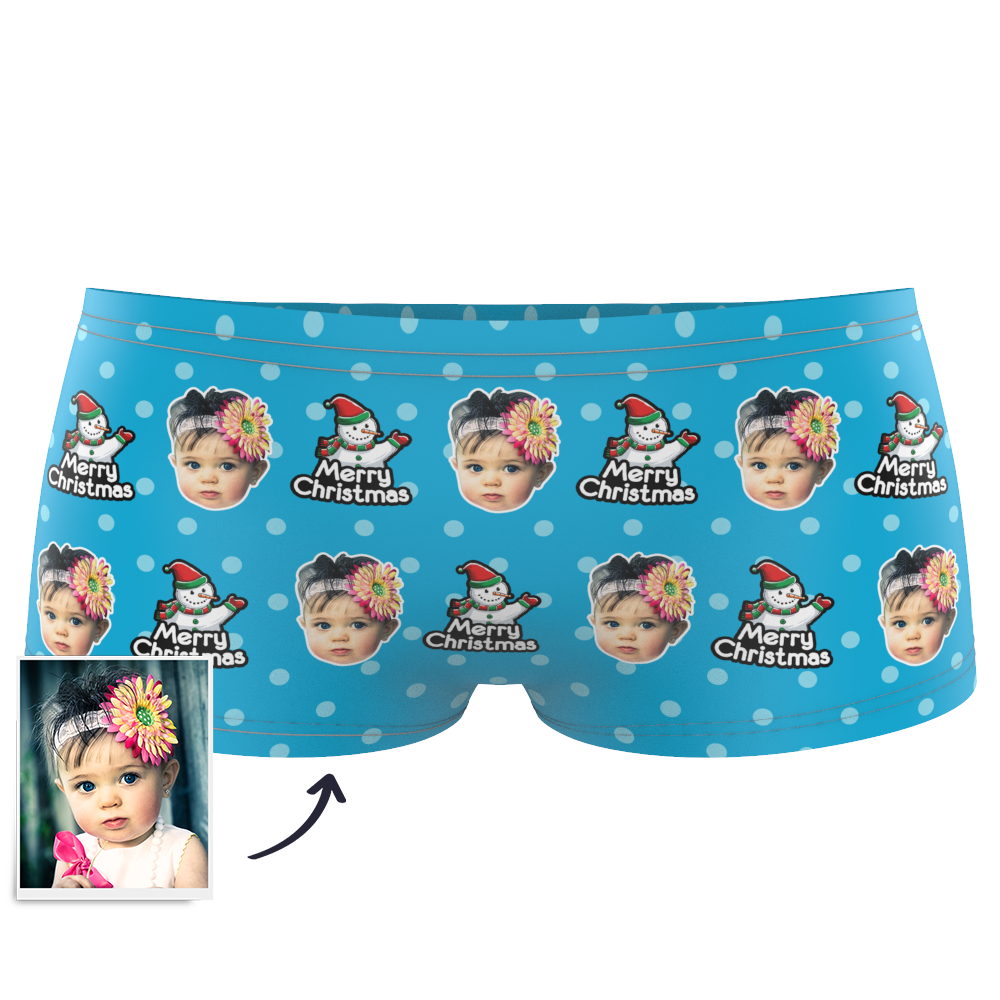 Christmas Snowman Kids Custom Face Boxer Briefs - MadeMineAU