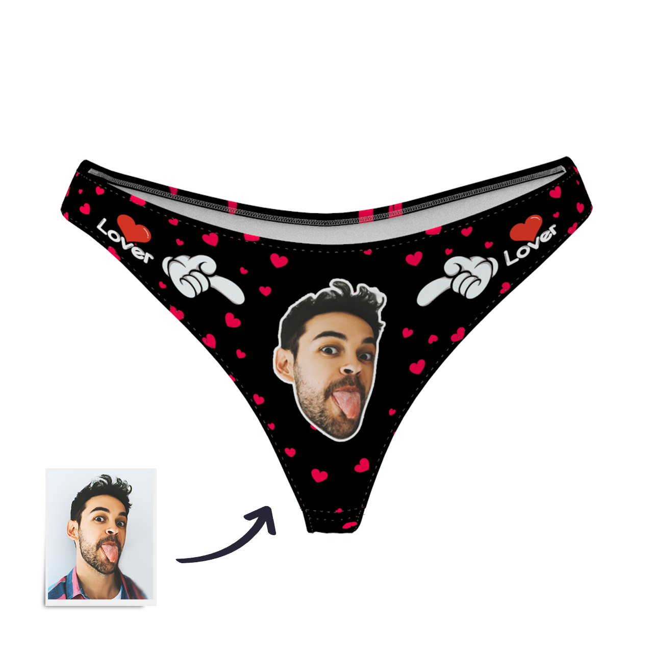 Women's Custom Face Thong Panty - Lover - MadeMineAU