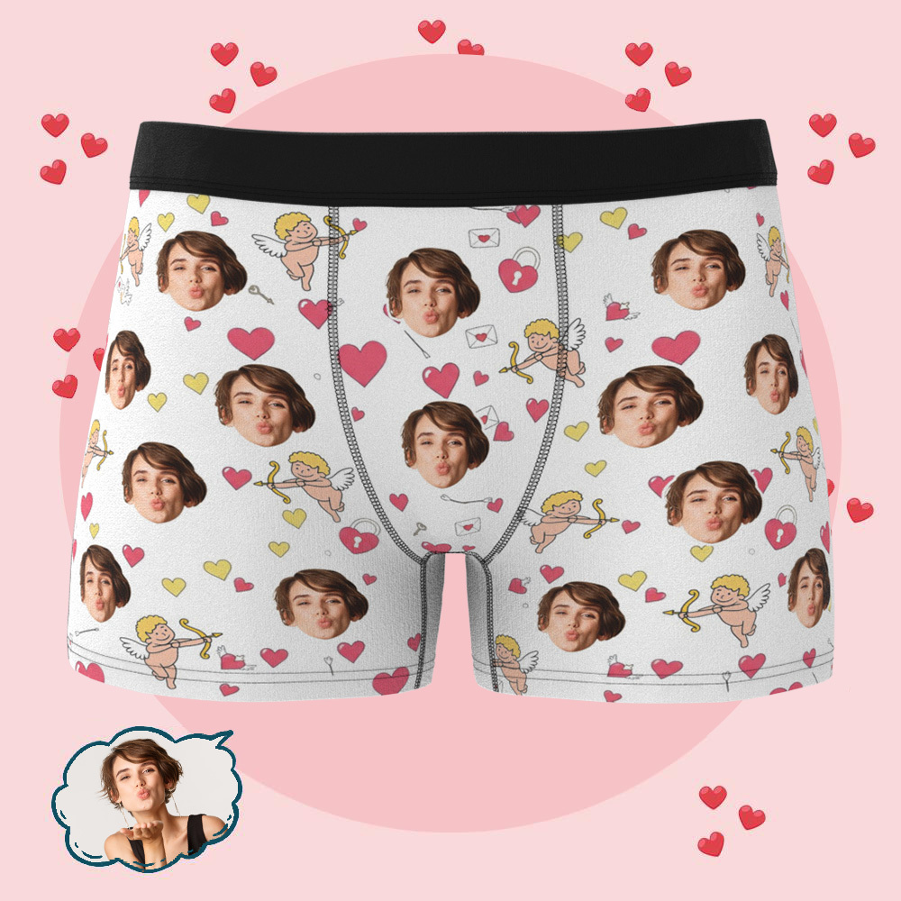 Custom Photo Underwear for Lover Personalized Cupid Underwear Photo Underwear Gift for Lover - MademineAU
