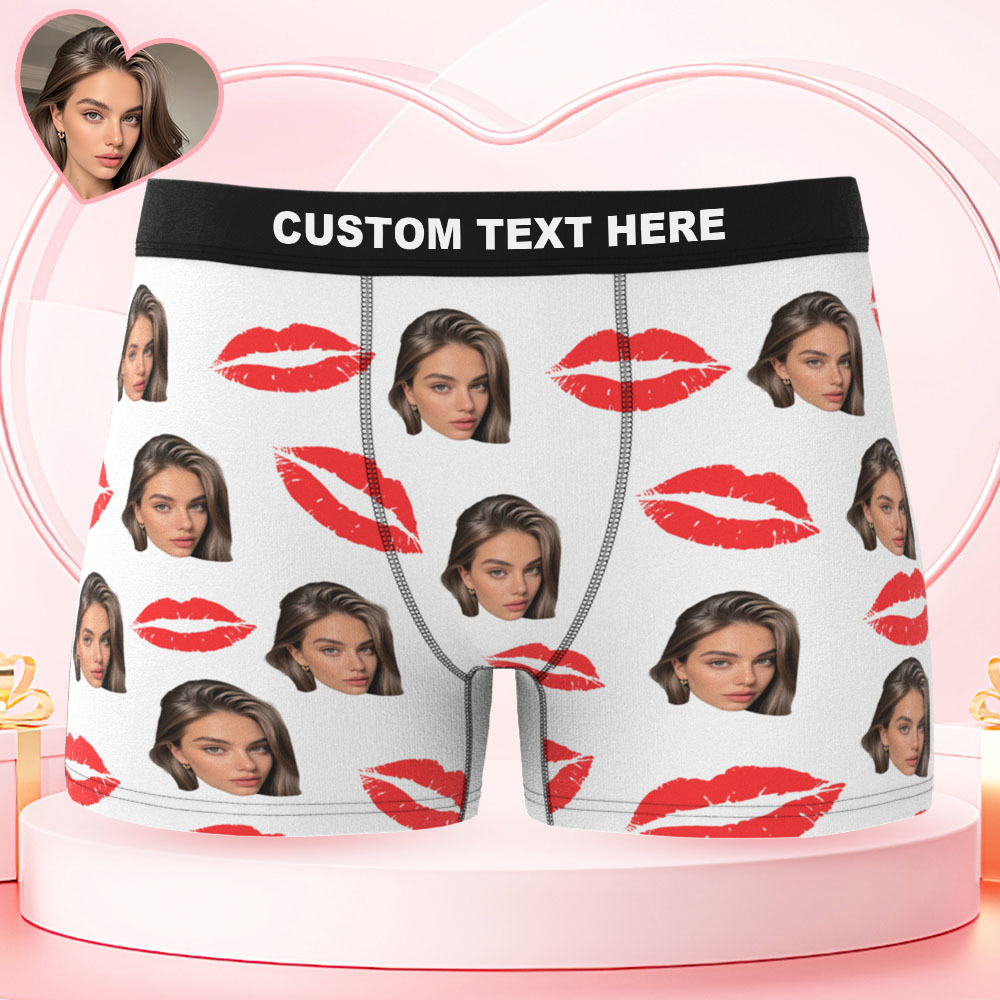 Custom Photo Panties Custom Photo Underwear with Red Lips Personalized Sexy Gift for Couples - MademineAU