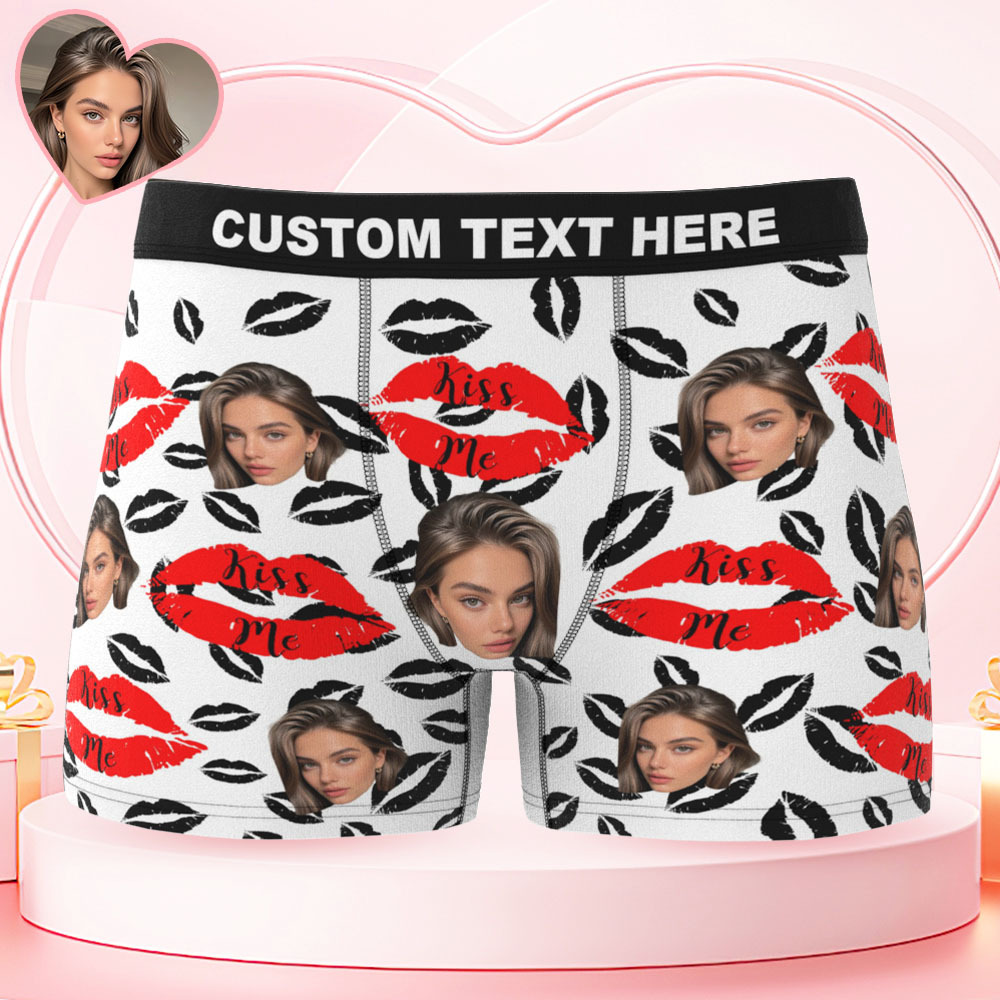 Custom Face Underwear for Men Personalized Photo Boxer Shorts Anniversary Gift for Lover - MademineAU