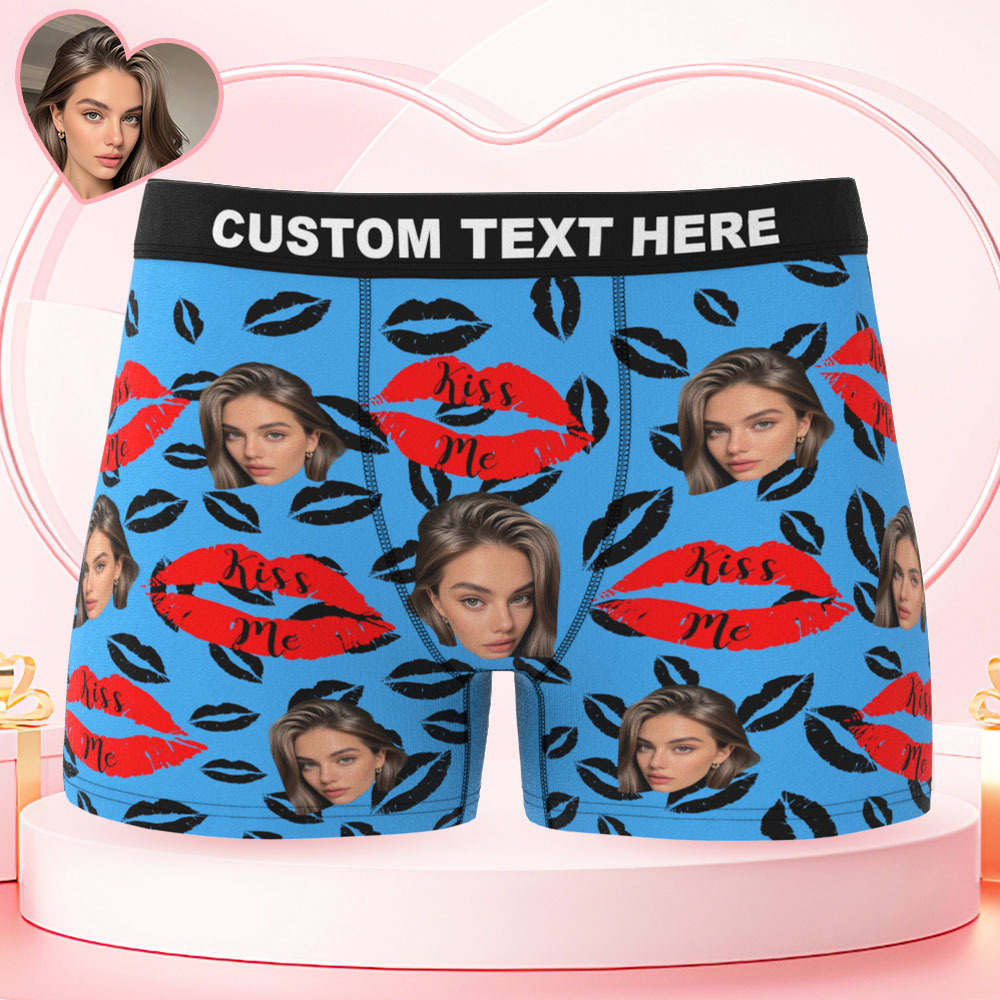 Custom Face Underwear for Men Personalized Photo Boxer Shorts Anniversary Gift for Lover - MademineAU