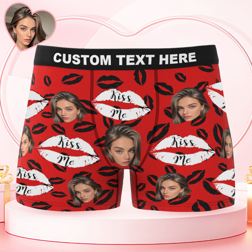 Custom Face Underwear for Men Personalized Photo Boxer Shorts Anniversary Gift for Lover - MademineAU