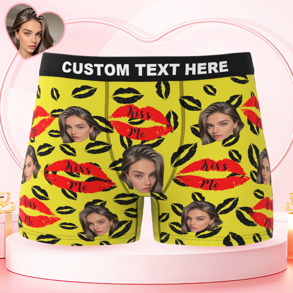Custom Face Underwear for Men Personalized Photo Boxer Shorts Anniversary Gift for Lover - MademineAU