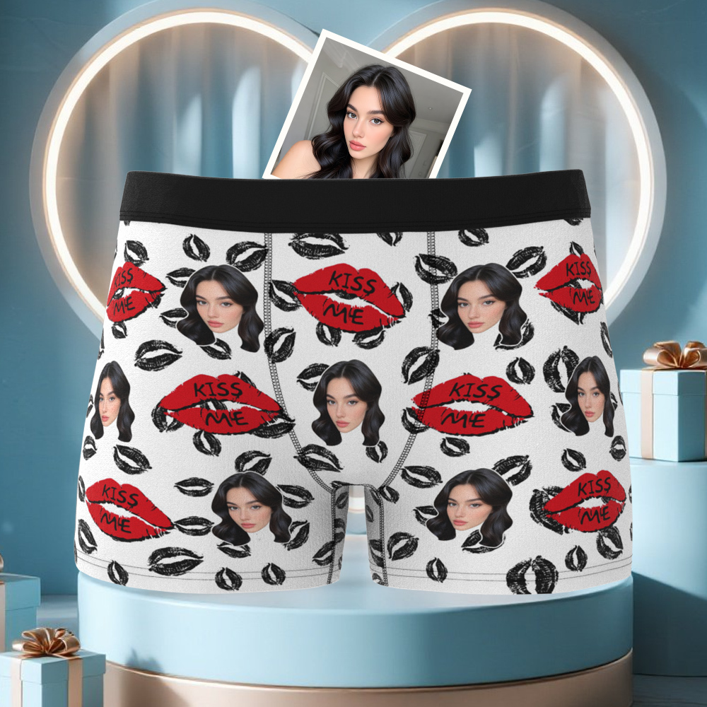 Custom Face Underwear for Men Personalized Photo Boxer Shorts Anniversary Gift for Lover - MademineAU