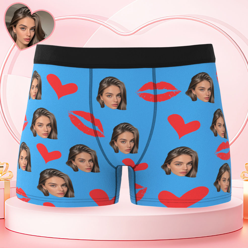 Custom Photo Underwear Personalized Red Lips Underpants Custom Photo Panties - MademineAU