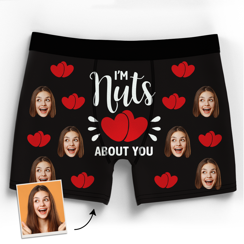 Valentine's Gift Custom Boxer Shorts - I'm Nuts About You - MadeMineAU