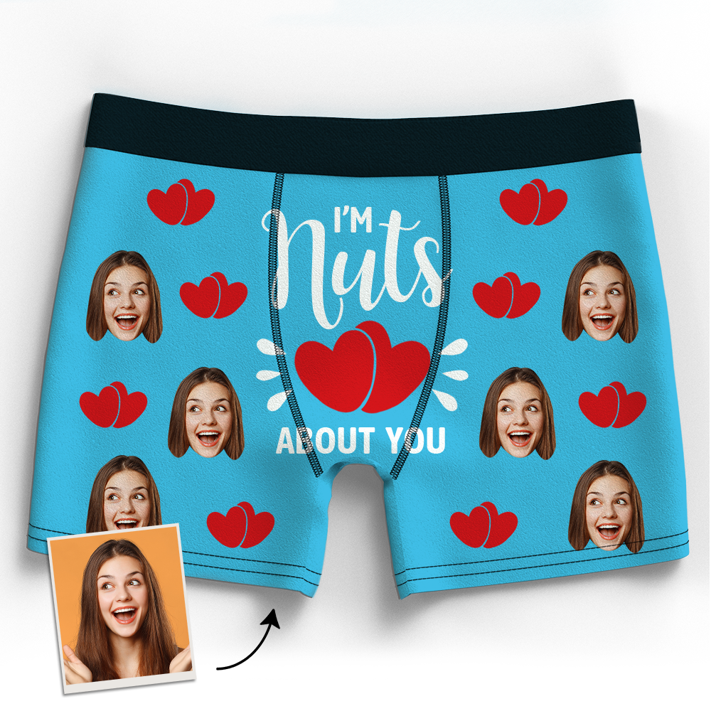 Valentine's Gift Custom Boxer Shorts - I'm Nuts About You - MadeMineAU