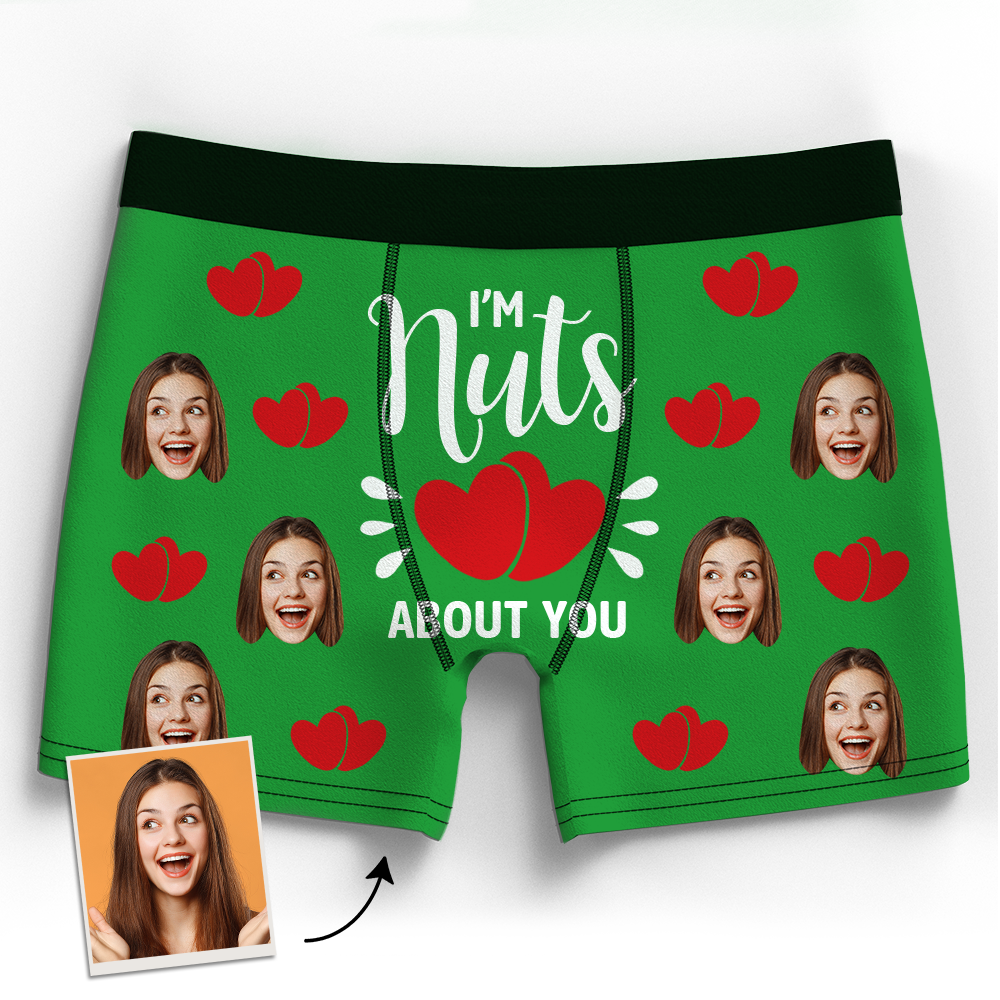 Valentine's Gift Custom Boxer Shorts - I'm Nuts About You - MadeMineAU