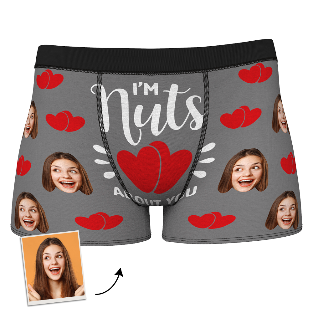 Valentine's Gift Custom Boxer Shorts - I'm Nuts About You - MadeMineAU