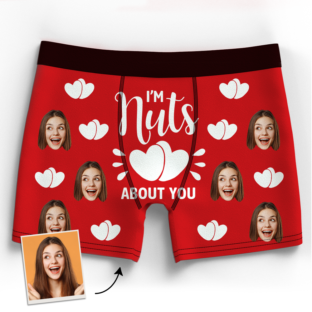 Valentine's Gift Custom Boxer Shorts - I'm Nuts About You - MadeMineAU
