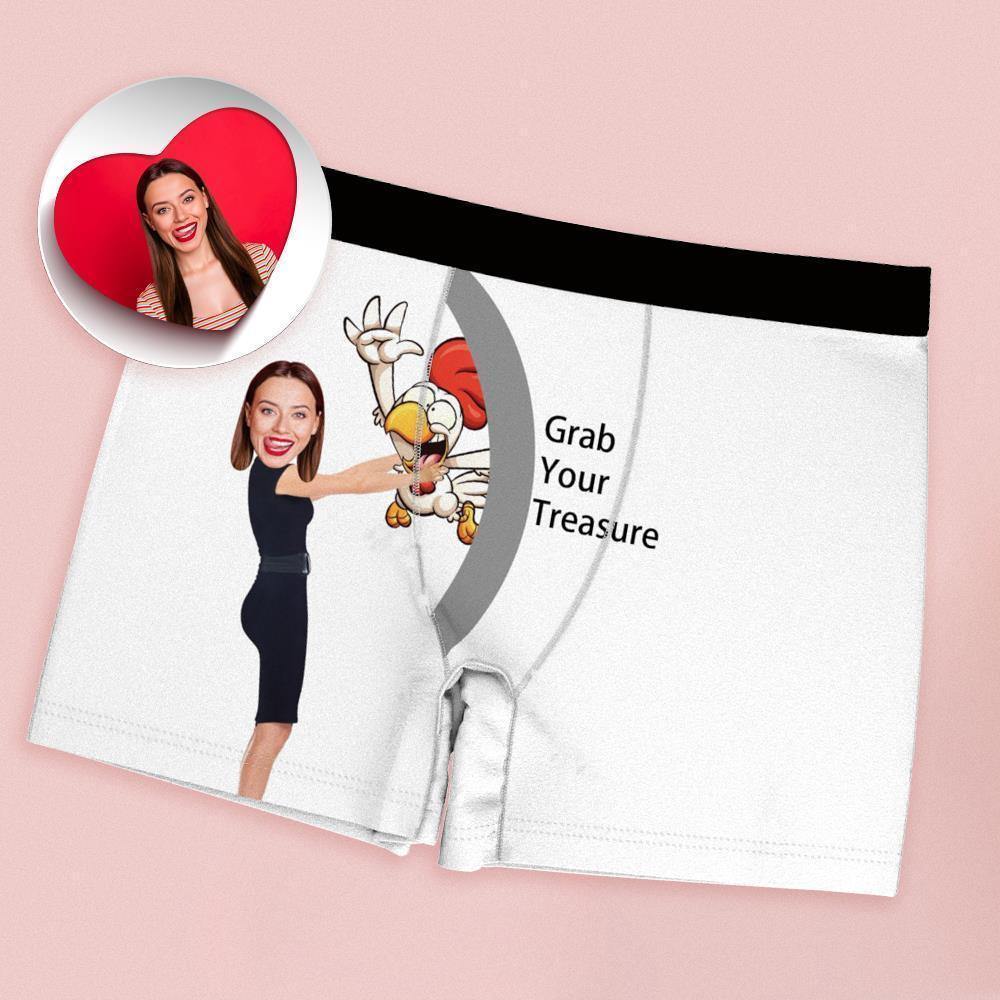 Valentine's Gift Custom Boxer Shorts - Grab Your Treasure - MadeMineAU