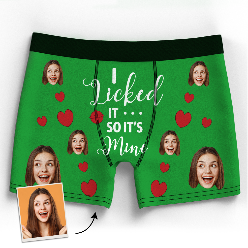 Valentine's Gift Custom Face Boxer Shorts - I Licked It - MadeMineAU