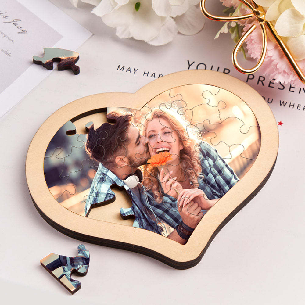 Personalized Photo Wooden Puzzle Heart-shaped Puzzle Valentine's Day Gifts - MadeMineAU