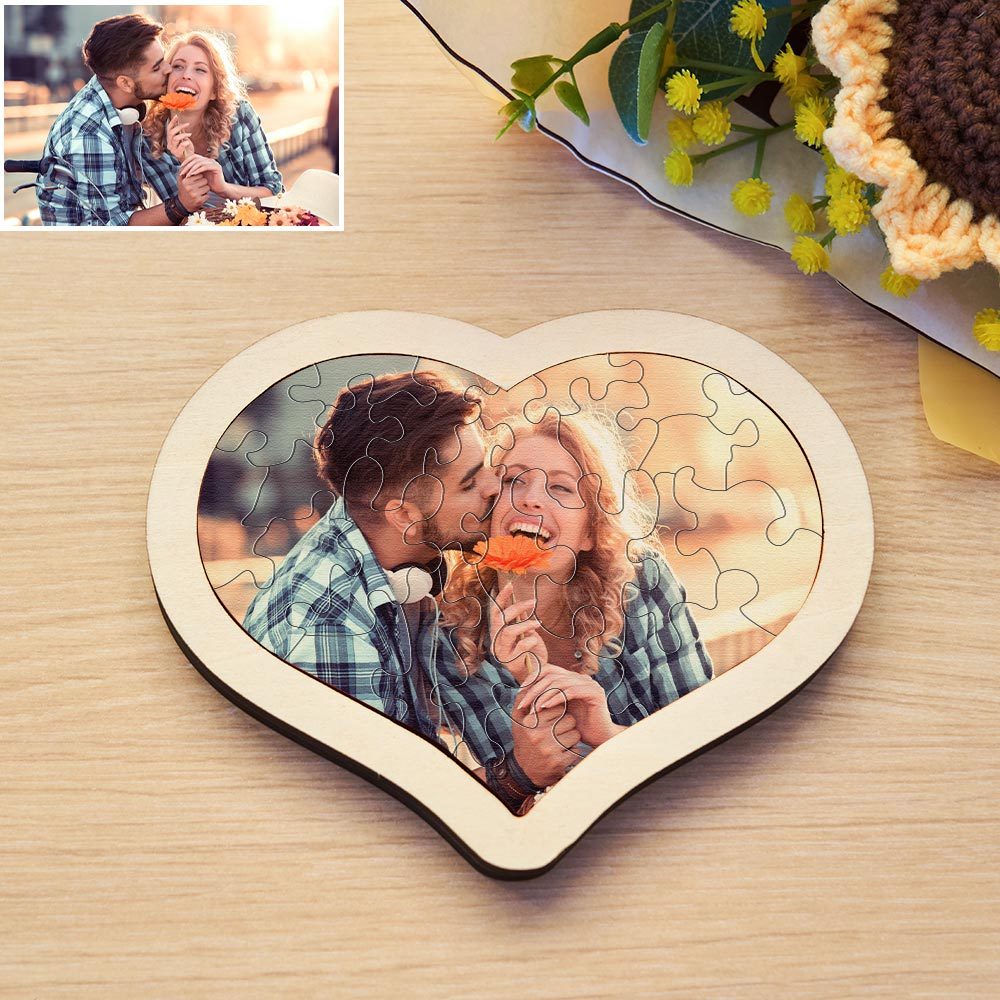Personalized Photo Wooden Puzzle Heart-shaped Puzzle Valentine's Day Gifts - MadeMineAU