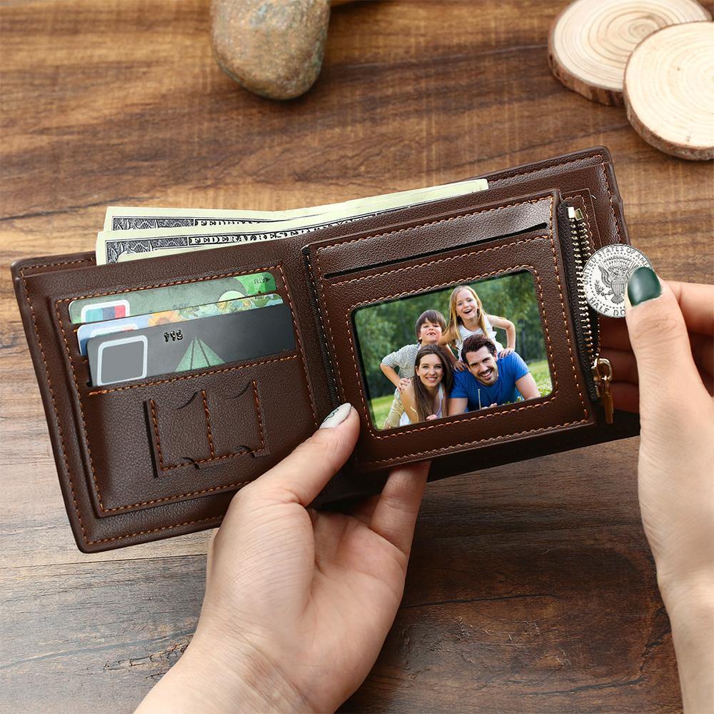Personalized Photo Wallet For Men Custom Photo Engraved Wallet Gifts For Dad