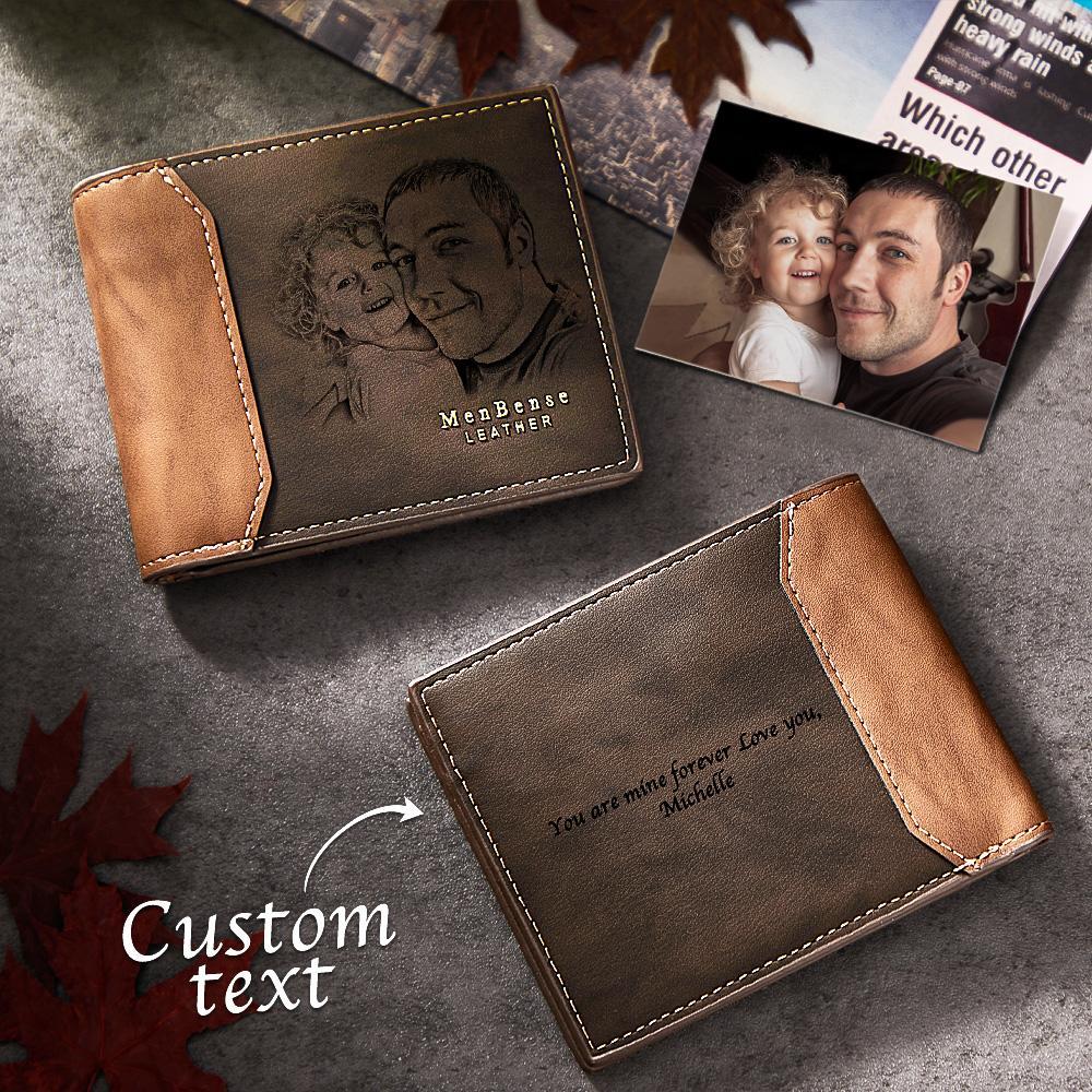 Custom Photo Engraved Wallet  Shadow Leather Simple Gifts - myphotowalletau
