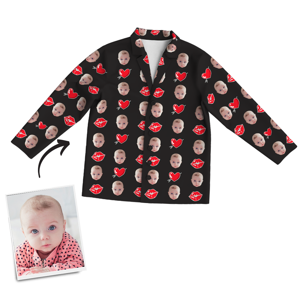 Multi-Color Custom Photo Long Sleeve Pajamas Sleepwear Nightwear Love Baby - MadeMineAU