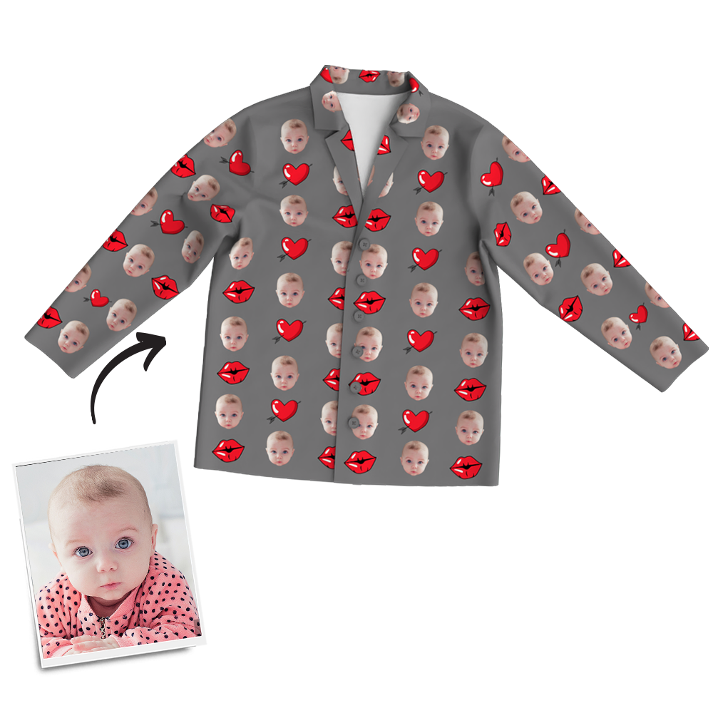 Multi-Color Custom Photo Long Sleeve Pajamas Sleepwear Nightwear Love Baby - MadeMineAU