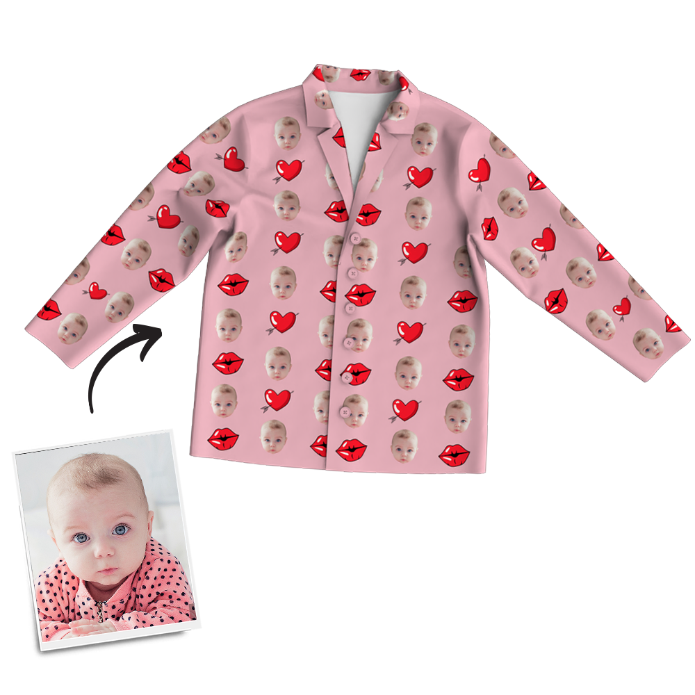 Multi-Color Custom Photo Long Sleeve Pajamas Sleepwear Nightwear Love Baby - MadeMineAU