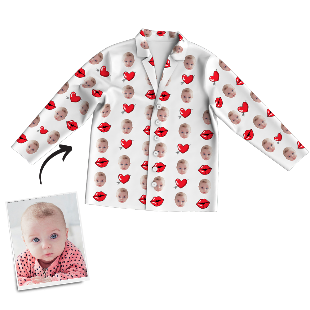Multi-Color Custom Photo Long Sleeve Pajamas Sleepwear Nightwear Love Baby - MadeMineAU
