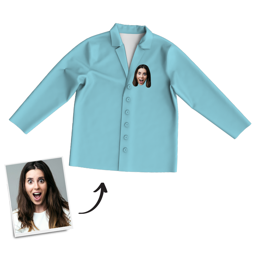 Multi-Color Custom Woman Photo Long Sleeve Pajamas, Sleepwear, Nightwear - MadeMineAU