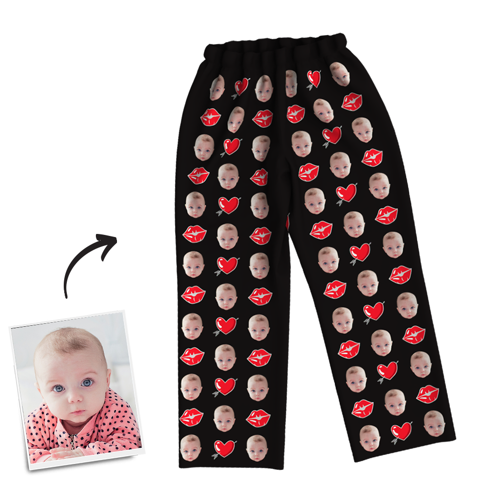 Multi-Color Custom Photo Long Sleeve Pajamas Sleepwear Nightwear Love Baby - MadeMineAU