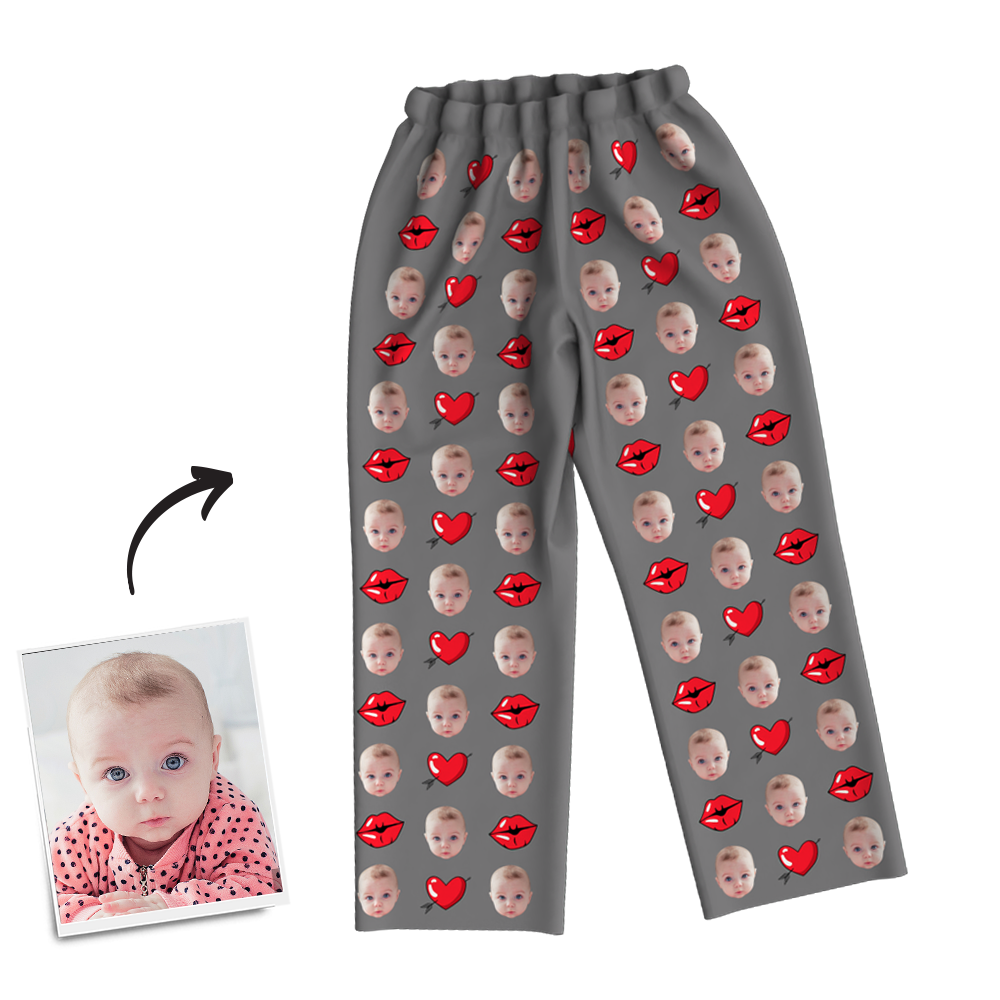 Multi-Color Custom Photo Long Sleeve Pajamas Sleepwear Nightwear Love Baby - MadeMineAU