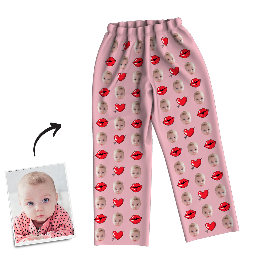 Multi-Color Custom Photo Long Sleeve Pajamas Sleepwear Nightwear Love Baby - MadeMineAU