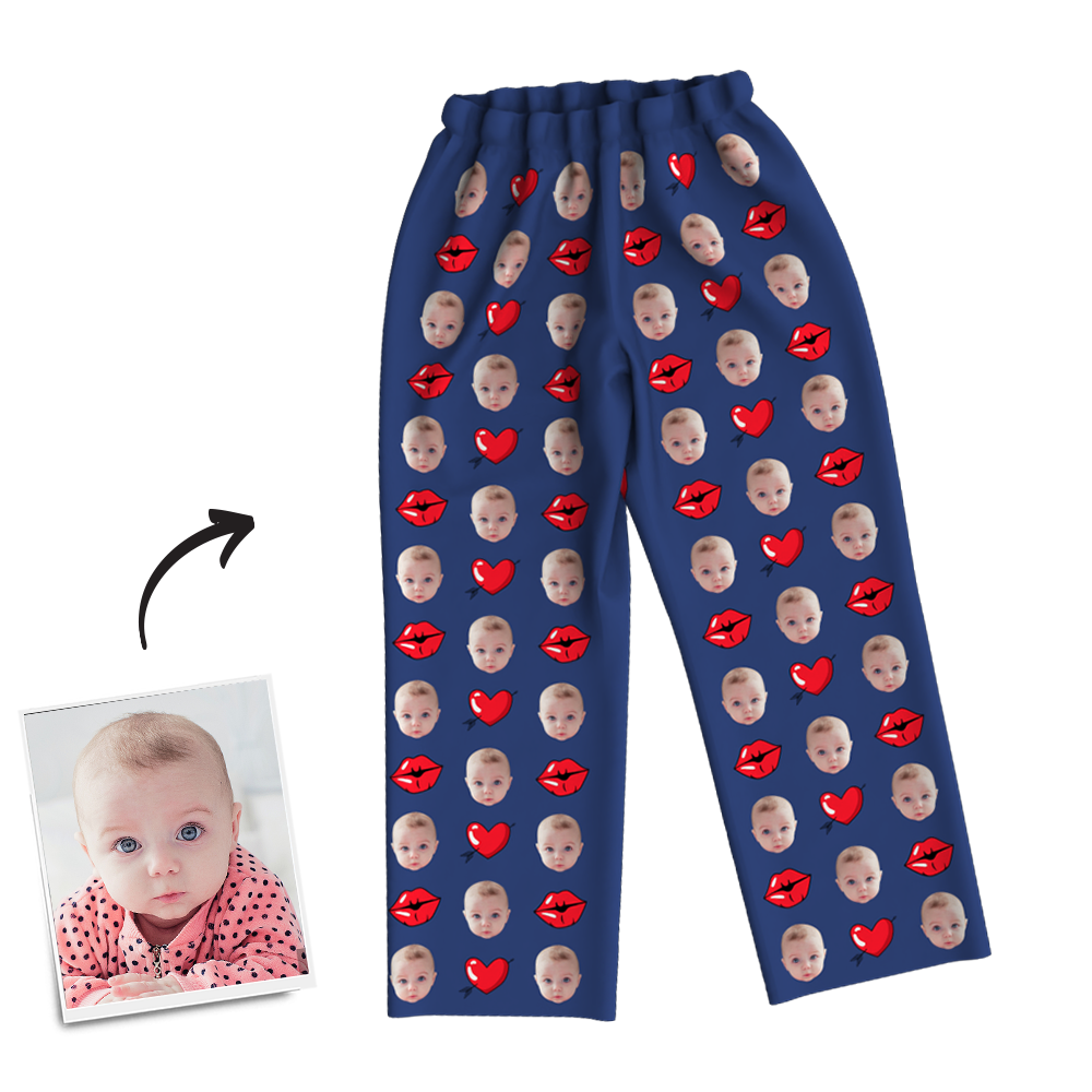 Multi-Color Custom Photo Long Sleeve Pajamas Sleepwear Nightwear Love Baby - MadeMineAU