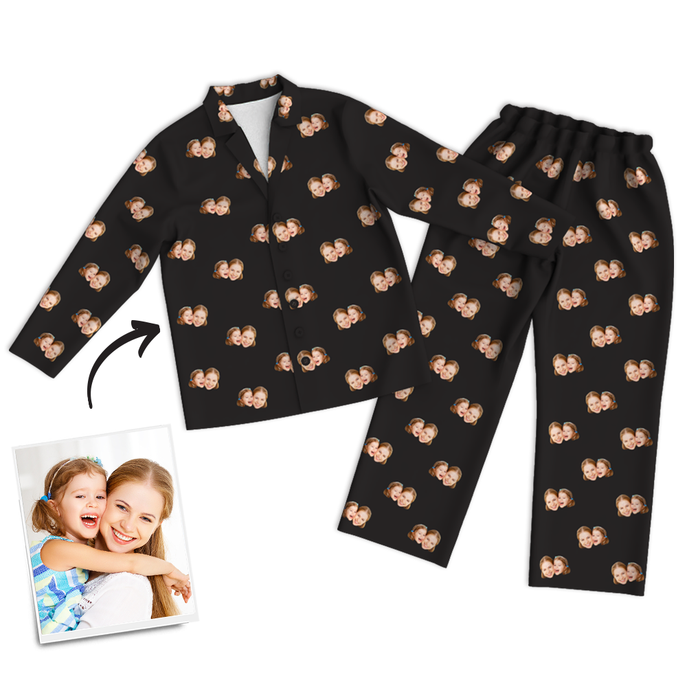For Best Mom Multi-Color Custom Photo Long Sleeve Pajamas Sleepwear Nightwear - MadeMineAU