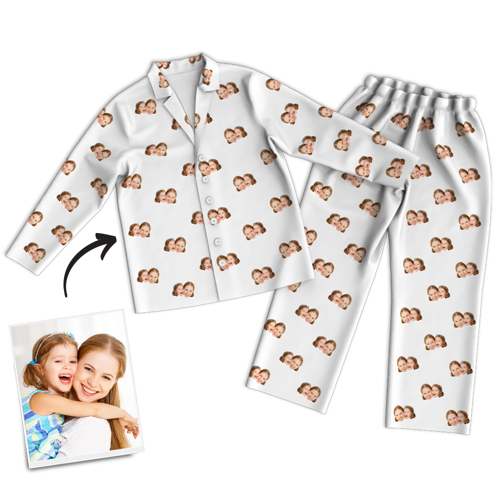 For Best Mom Multi-Color Custom Photo Long Sleeve Pajamas Sleepwear Nightwear - MadeMineAU