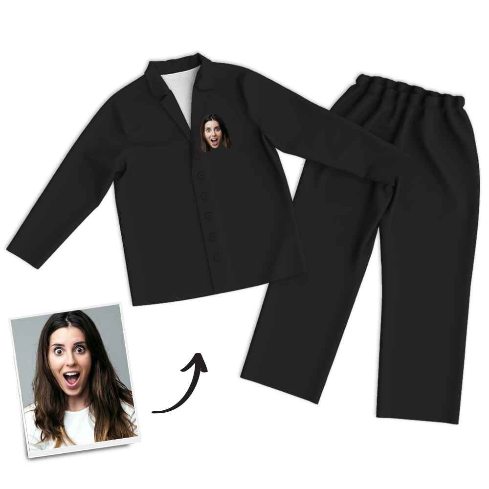 Multi-Color Custom Woman Photo Long Sleeve Pajamas, Sleepwear, Nightwear - MadeMineAU