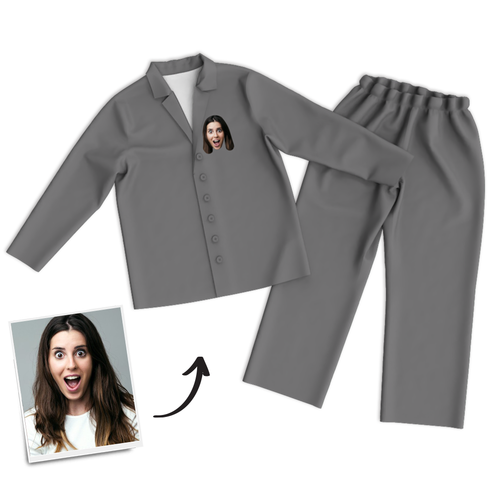Multi-Color Custom Woman Photo Long Sleeve Pajamas, Sleepwear, Nightwear - MadeMineAU