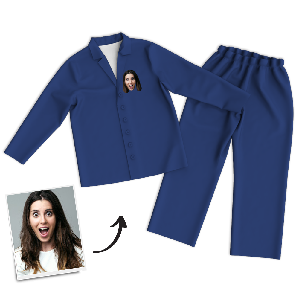 Multi-Color Custom Woman Photo Long Sleeve Pajamas, Sleepwear, Nightwear - MadeMineAU