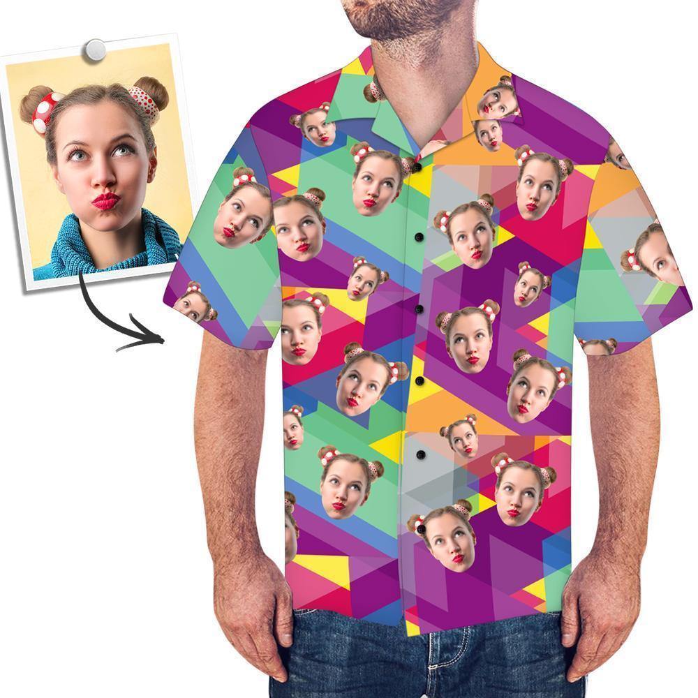 AU Custom Face Shirt Men's Hawaiian Shirt Colorful - MadeMineAU
