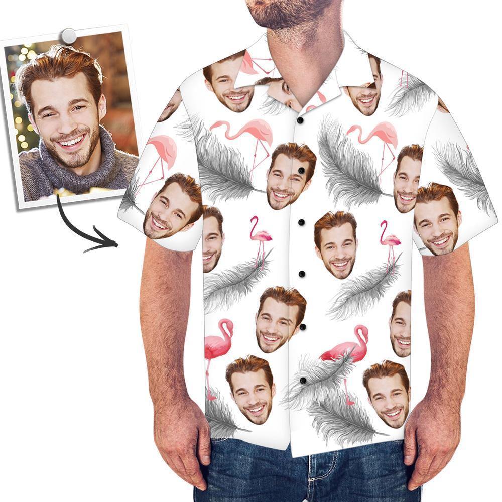 Custom Face Shirt Men's Hawaiian Shirt Flamingo - MadeMineAU