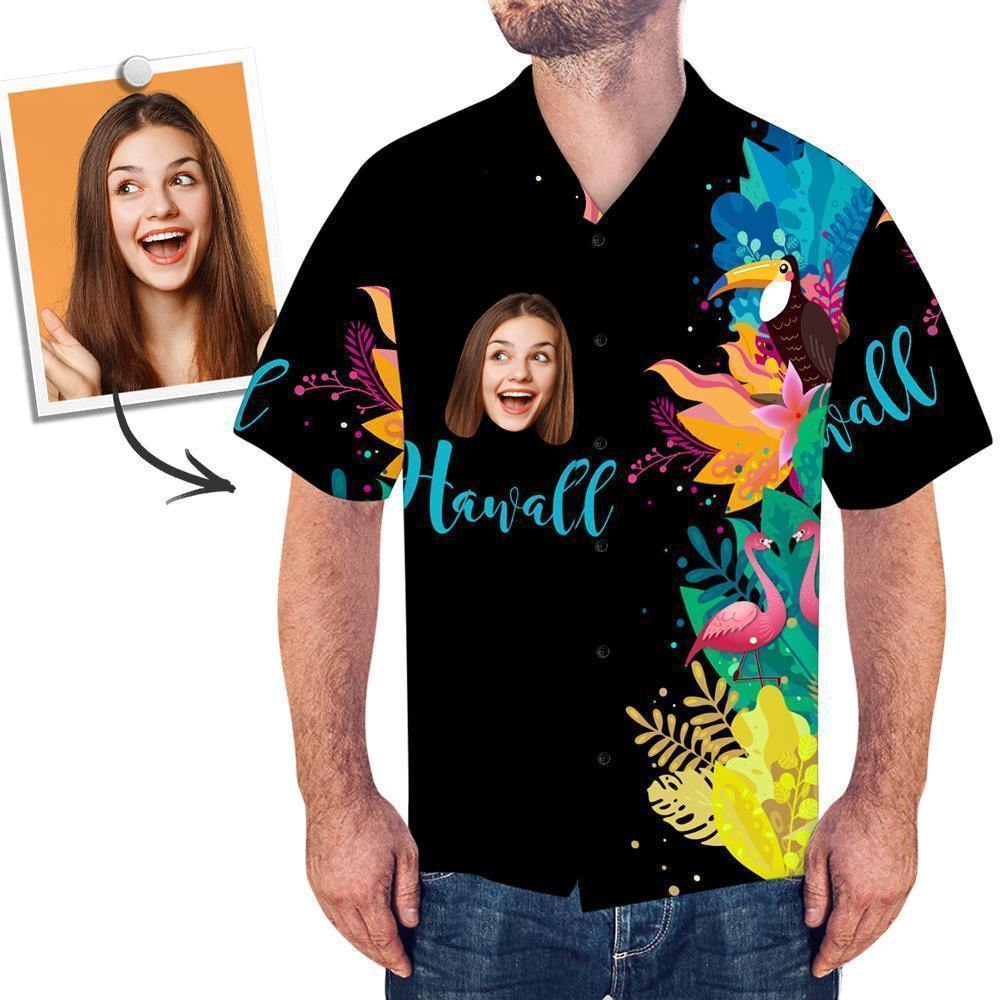 Custom Face Shirt Men's Hawaiian Shirt Black - MadeMineAU