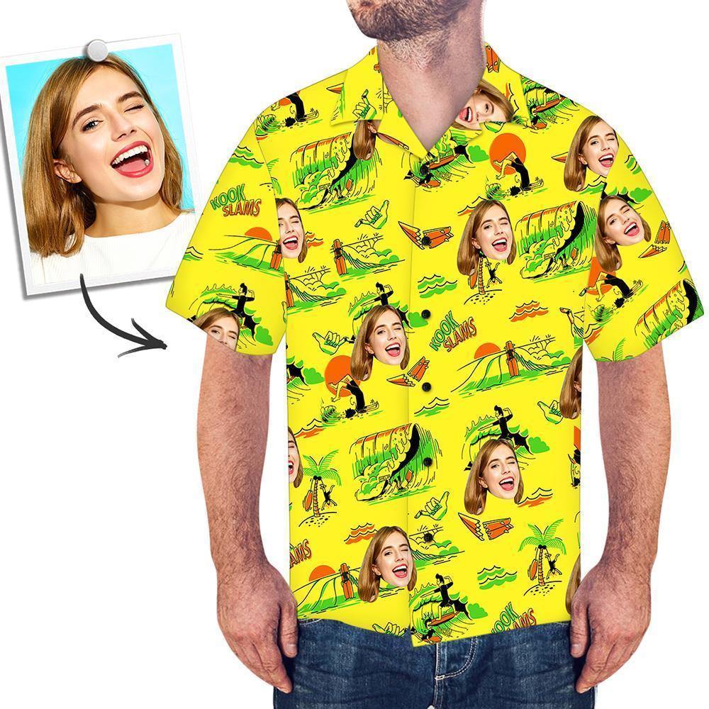 Custom Face Hawaiian Shirt Surfing - MadeMineAU