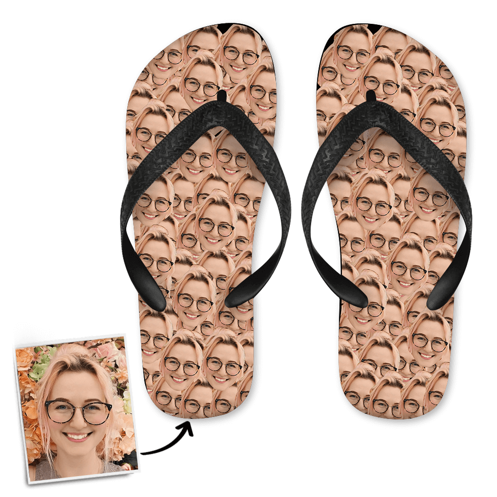 Custom Face Mash Photo Flip Flops - MadeMineAU