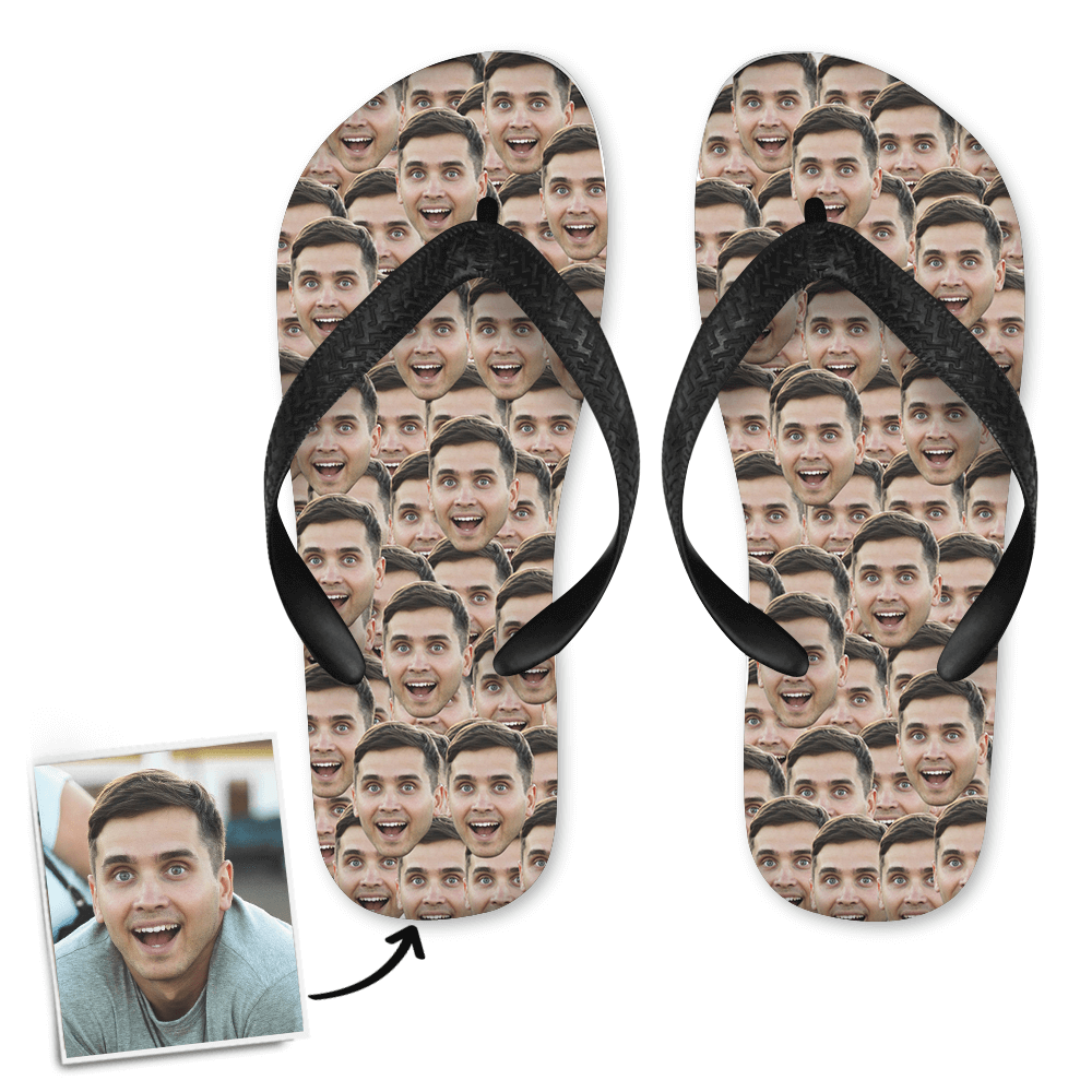 Custom Face Mash Photo Flip Flops - MadeMineAU