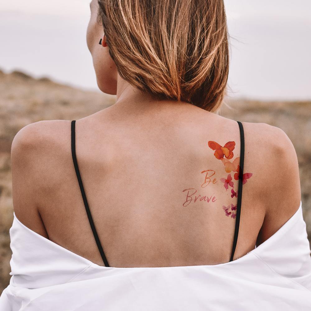 Custom Temporary Tattoos with Text Stickers Fake Tattoos - Pink Butterfly - MadeMineAU